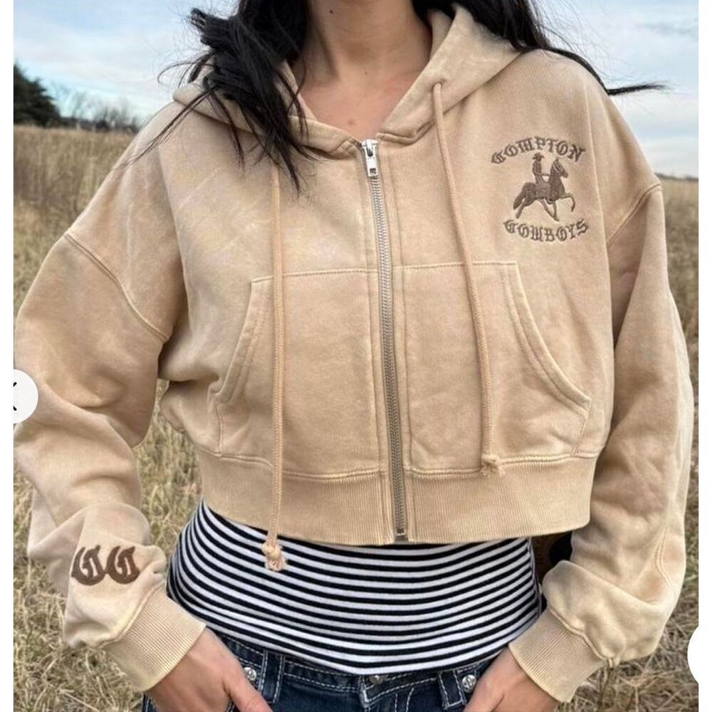Compton Cowboys x Forever 21 Cropped Graphic Hoodie Nwot Size Large